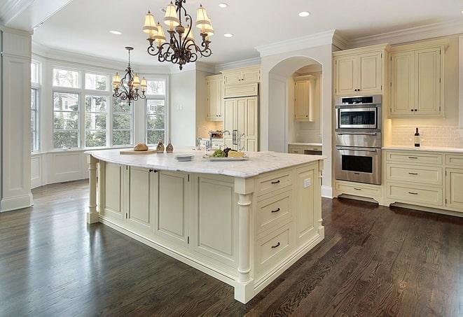 beautiful laminate floors in a spacious kitchen in Hickory Creek TX