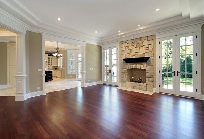 natural, wide-plank wood flooring in a rustic farmhouse